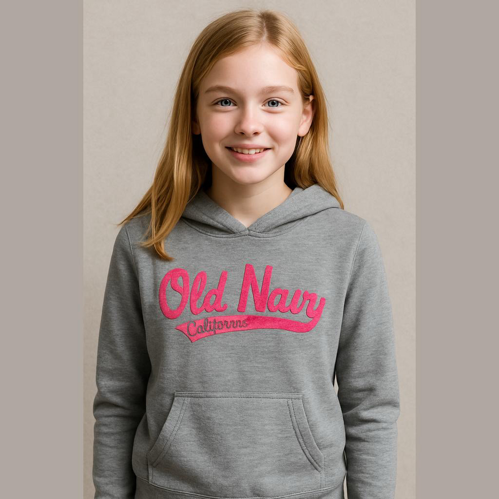 Old Navy Hoodie Gray and Pink Girls Size XL 14 Pocket